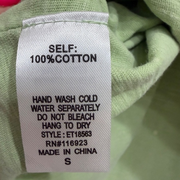 New Easel Oversized 3/4 Sleeve Top V Neck Pullover T-Shirt Green Size Small - Picture 4 of 11